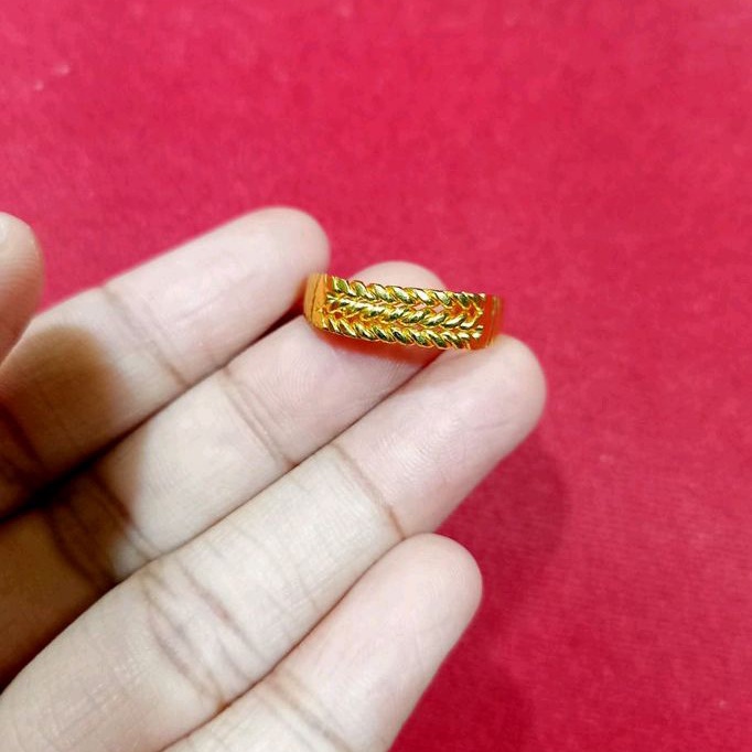 Cincin Padi Tempahan Lapis Emas 24Karat