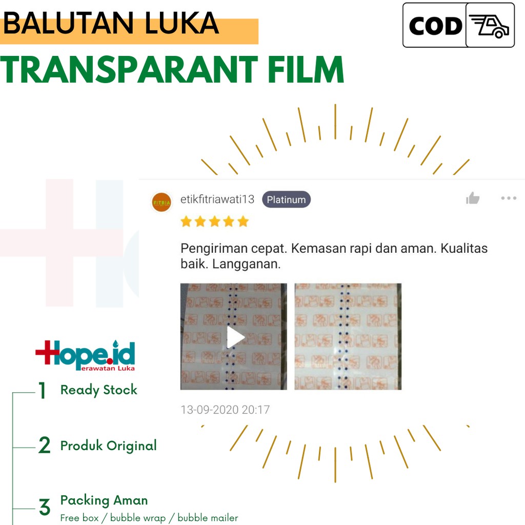 Transparant Film Hiperskin Jual perpotong 10x20cm Anti Air