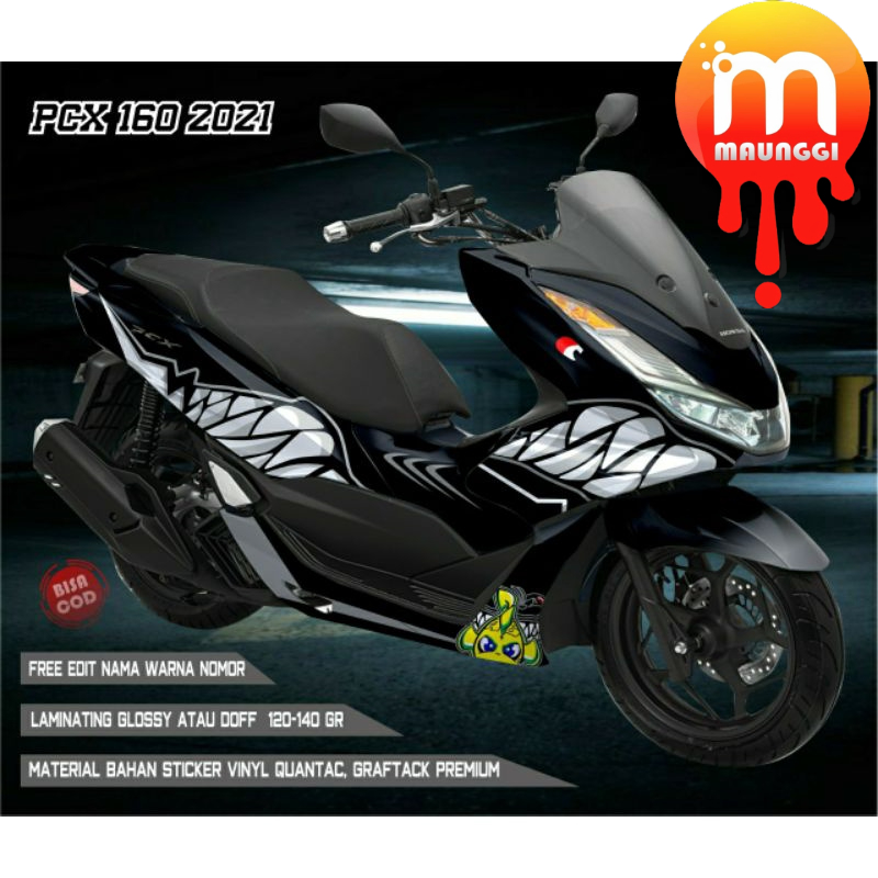 Striping all new pcx 160 full body variasi motif black shark Decal new pcx 160 full body stiker pcx 
