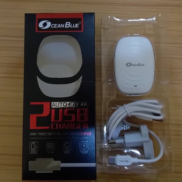 ADAPTOR 2.4A + KABEL FAST CHARGER 2 USB kepala MICRO / TYPE C / IPHONE