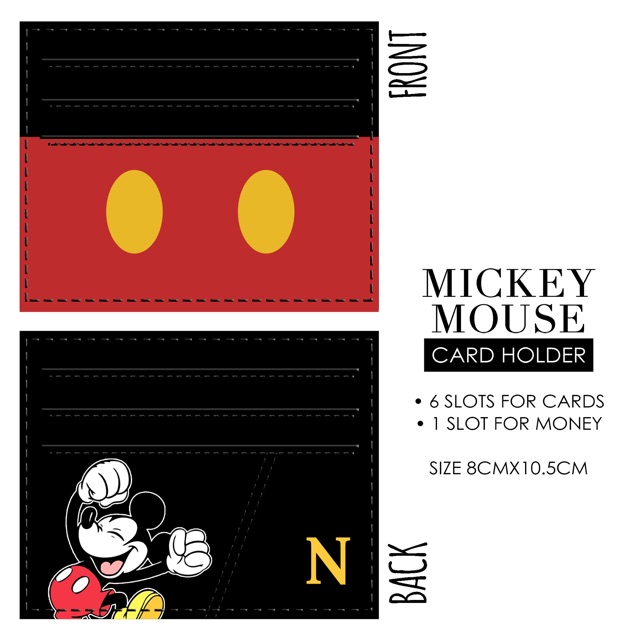 Cardholder Dompet Kartu Gambar Mickey CUSTOM Nama 6slot