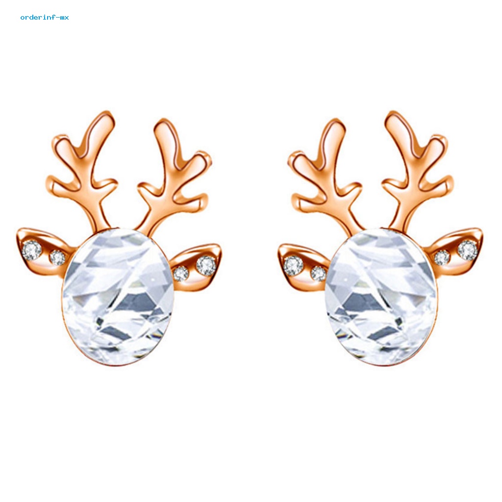 2pcs Anting Stud Desain Tanduk Rusa Natal Untuk Dekorasi