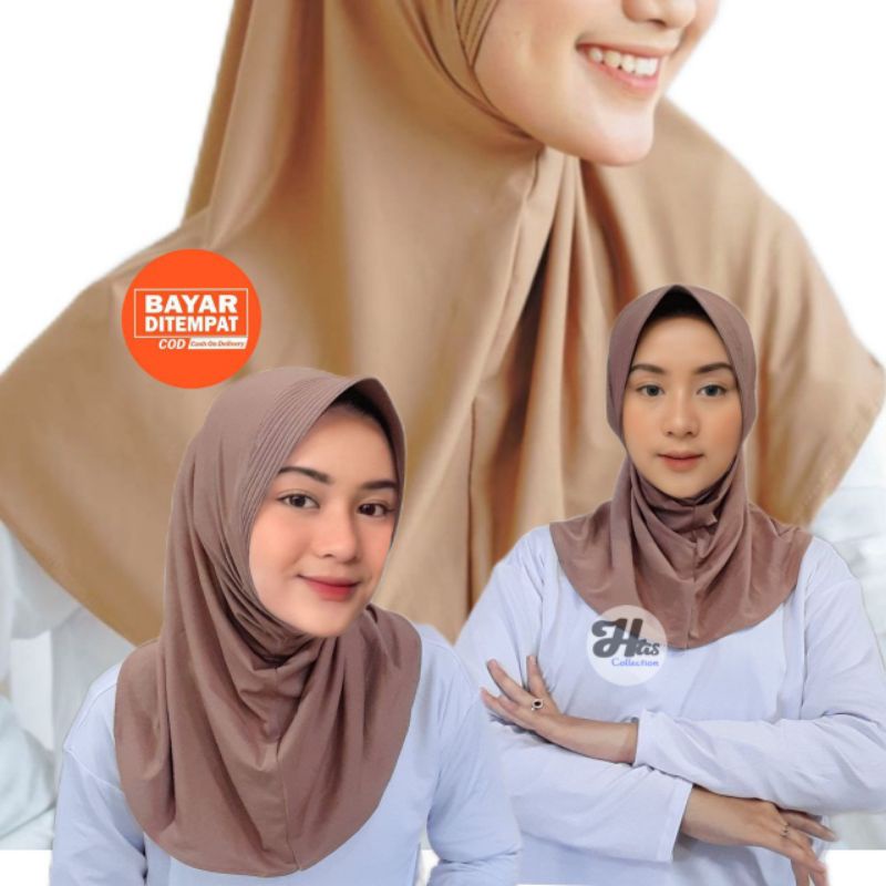 JILBAB KERUDUNG SPORT Nutup Dada BERGO GEBLUS HIJAB Instan