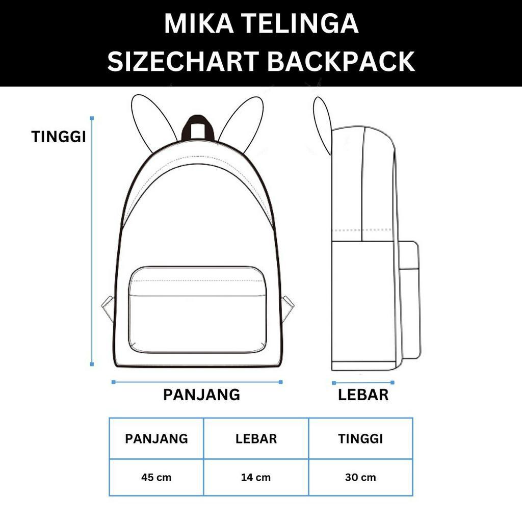 Tas Sekolah Besar Anak SD SMP SMA Ransel Mika Telinga Backpack Korea Fashion Gratis Gantungan