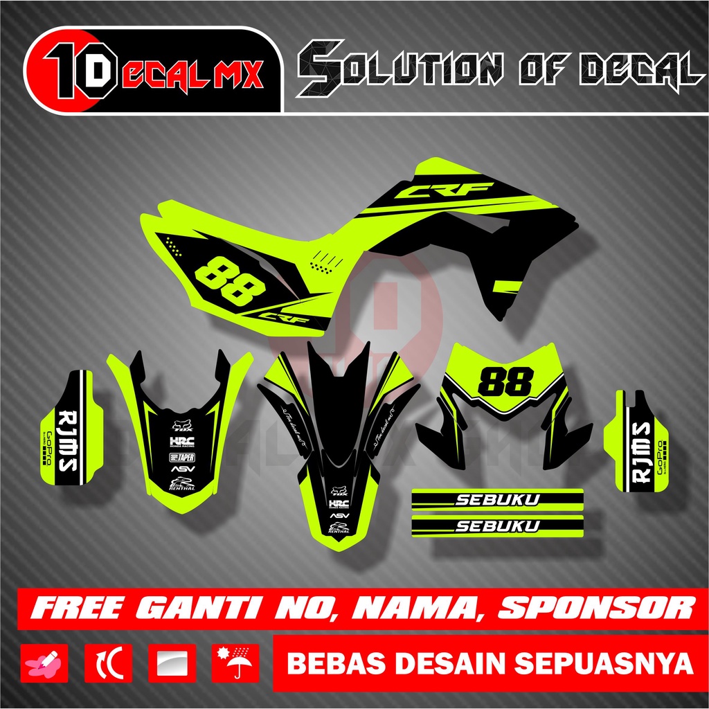 Decal Crf 150L Hijau Stabilo Full Body Decal Stiker CRF 150L,KLX,D-TRACKER,WR155