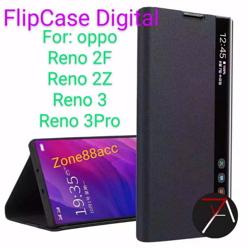 Flip Cover Case Digital Oppo Reno 2F 2Z Reno 3 3Pro Pro Sarung Softcase Casing Smart