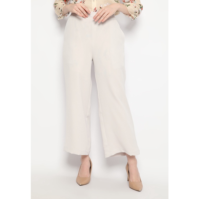 Brilliant Girl Celana Panjang Kulot Wanita Ivory Plain Culottes Pinggang Elastis