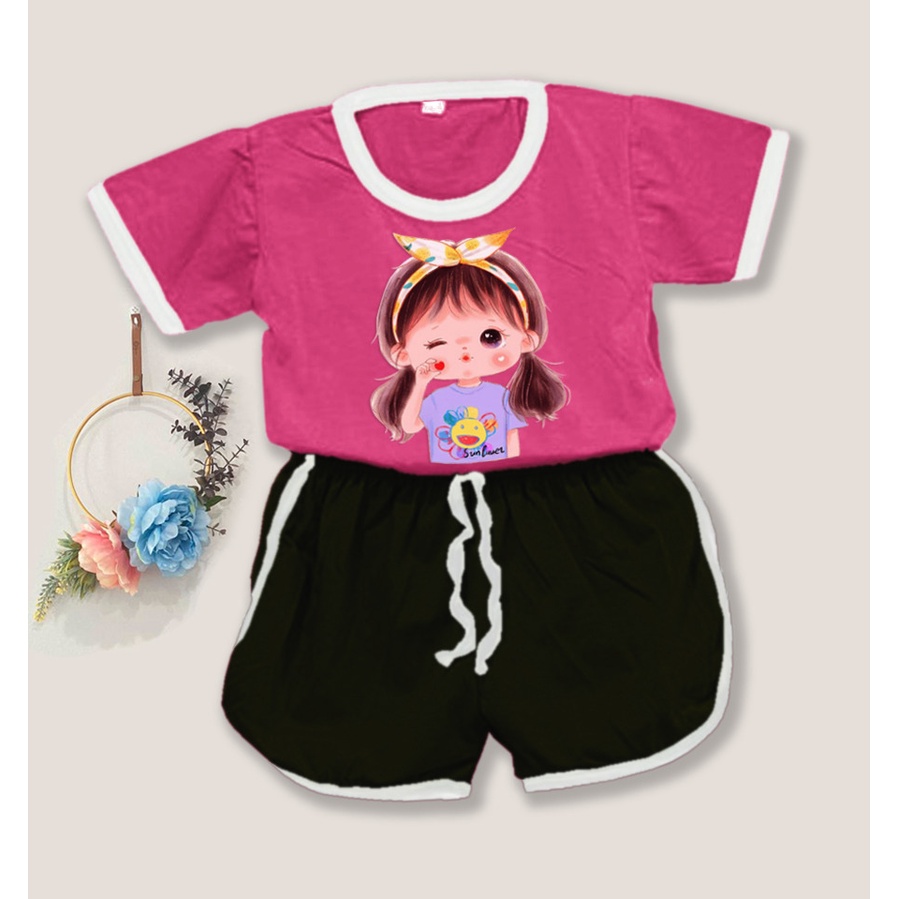 Setelan baju playful colour anak combi 4/ setelan anak polos / setelan unisex