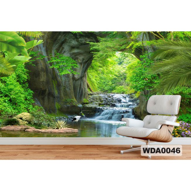 wallpaper air terjun 3d, wallpaper custom air terjun 3d, wallpaper dinding custom, wallpaper 3d