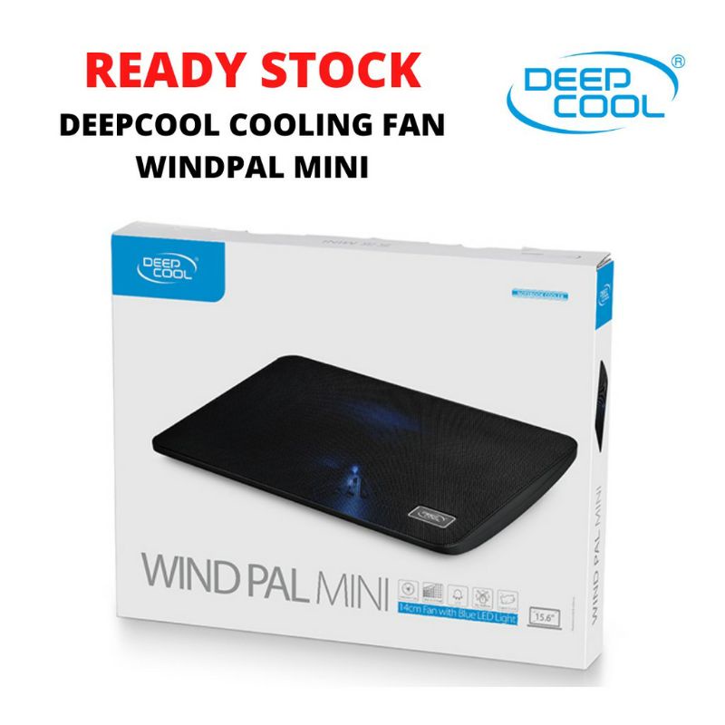 COOLING PAD DEEPCOOL WINPAL MINI LED BLUE UP TO 15.6 INCI,  FAN LAPTOP DEEPCOOL WINDPAL MINI 14CM