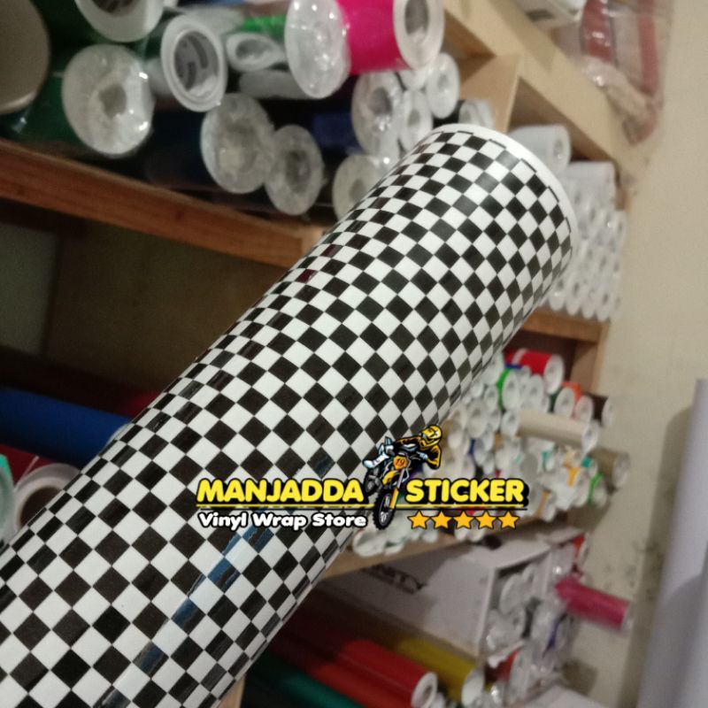 Stiker Skotlet Motor Motif Catur Kotak Kotak Kecil