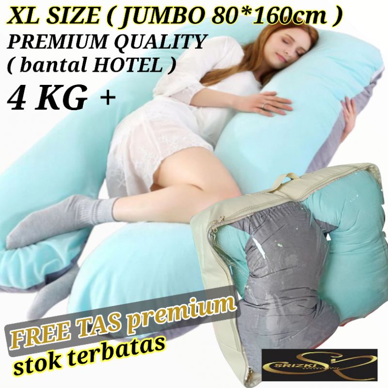 bantal hamil KATUN premium quality JUMBO XXL size 160 x 80cm 4kg + FREE TAS  EXLUSIVE bisa cod bayar di tempat