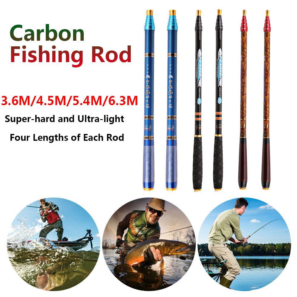 Nanas 3.6M 4.5M 5.4M 6.3M Karbon Pancing Ultralight Spinning Carp SuperHard Stream Casting Telescopic