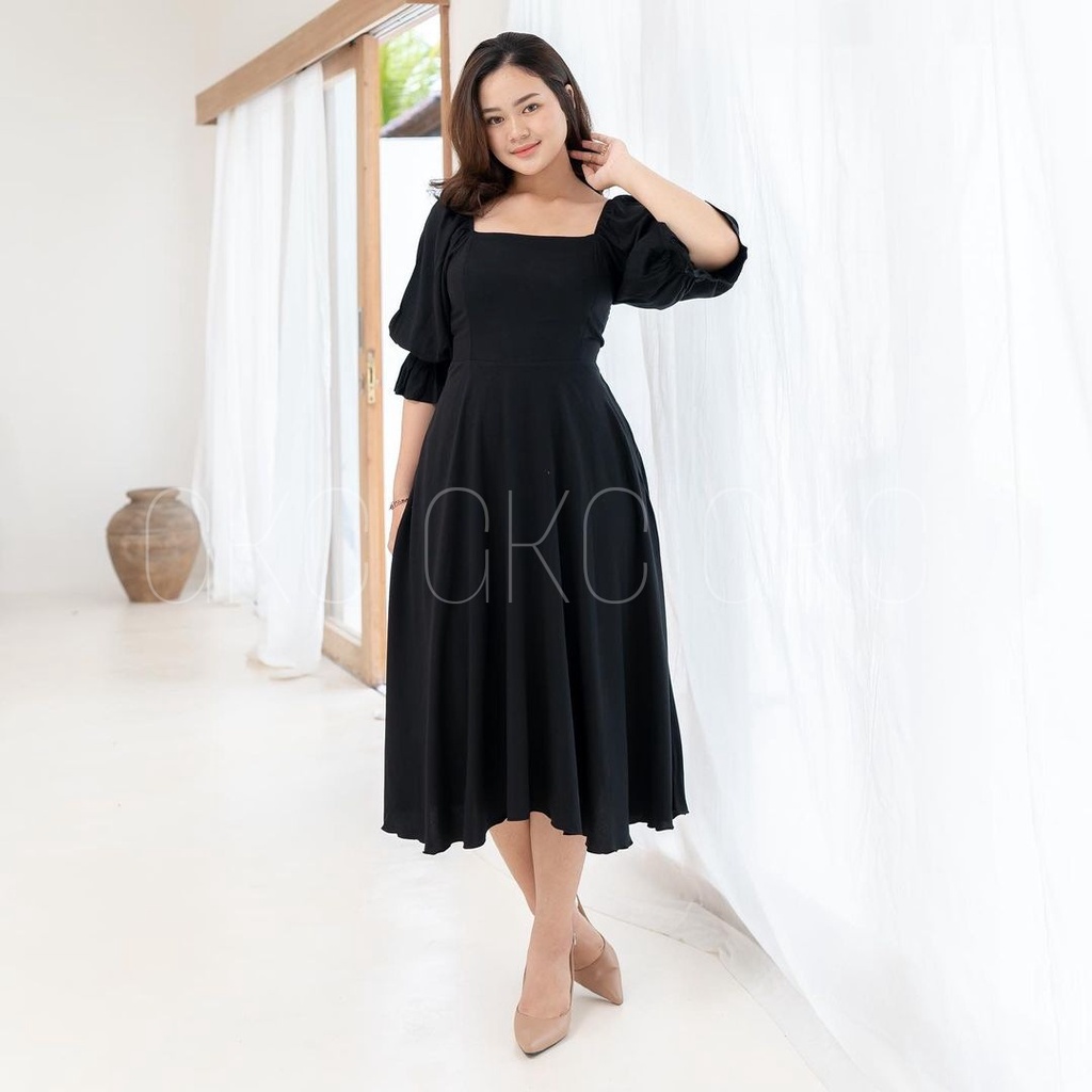 Monaco Dress Jumbo / M-XXXXL / Dres Wanita Korea A Line Bodycon Maxi Pesta Party Style Jumbo Big Siz