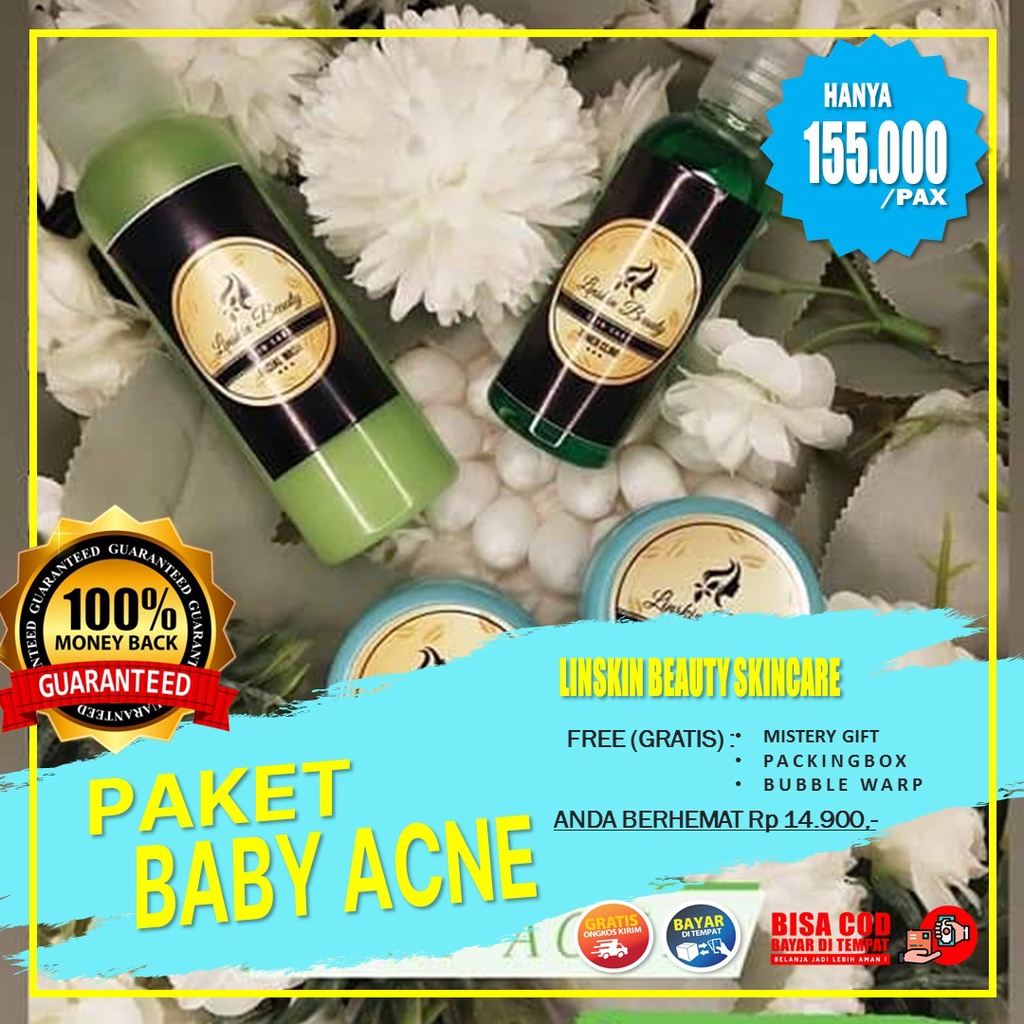 Skincare Wajah Linskin beauty Paket Baby Acne Perawatan Cream Pemutih Wajah Glowing