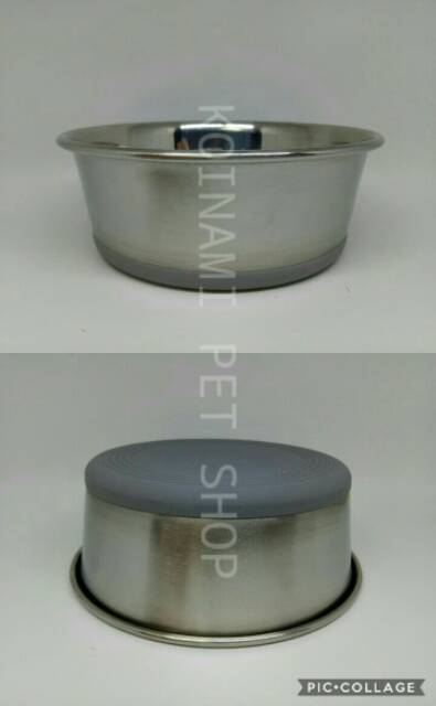 Tempat makan kucing anjing / tempat makan stenles S taplak karet / pet bowl