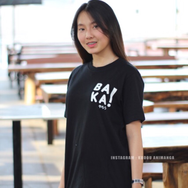 Kaos Baka Jepang Japan Black Kanji