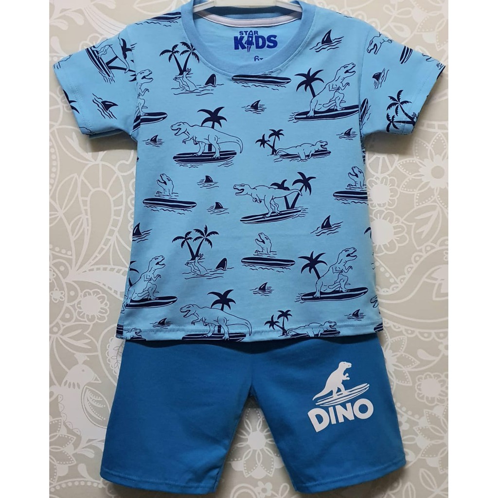 Poto Dino Biru / baju setelan anak dino dinosaurus kids ...