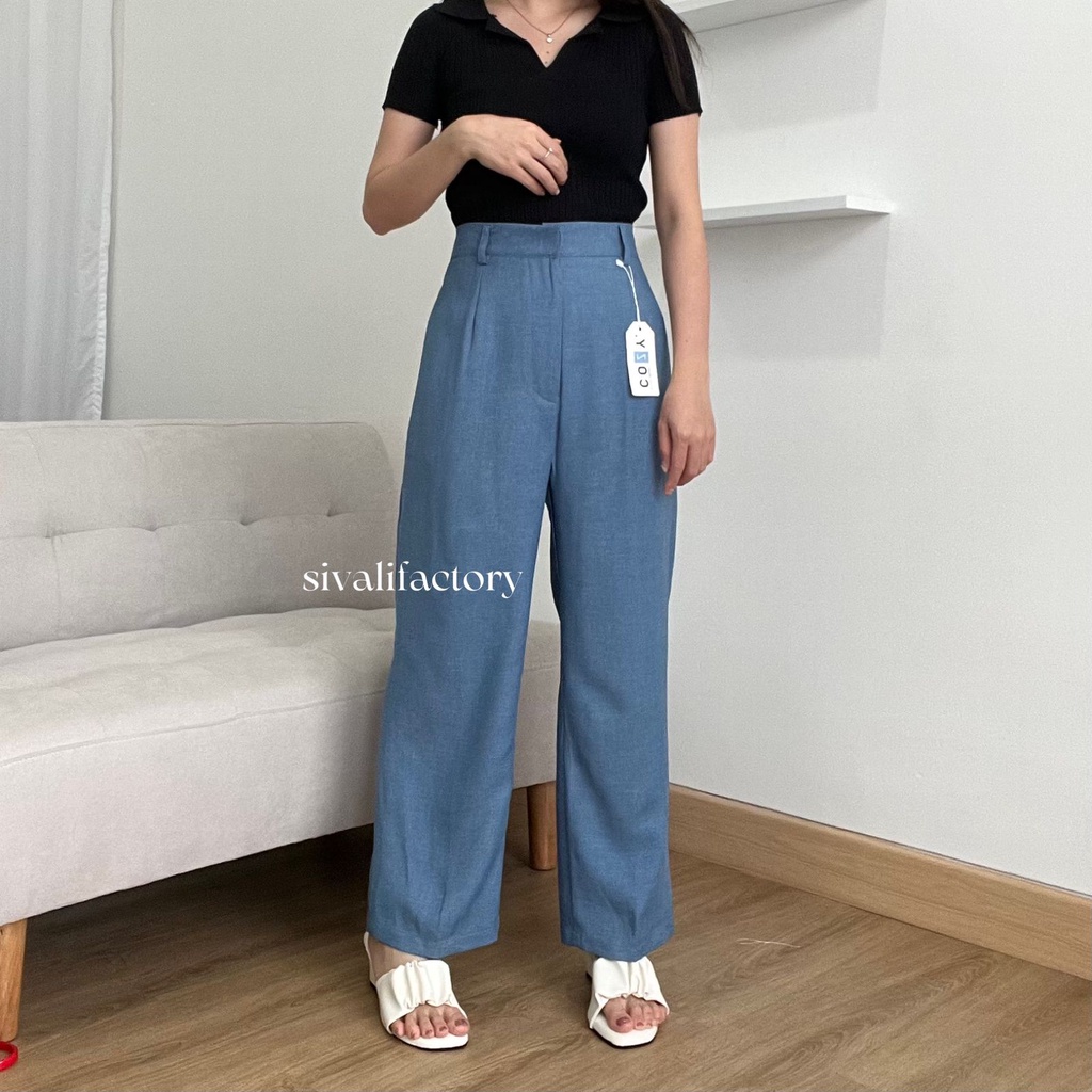 SIVALI Rozel Misty Pants 255/259 - Loose Pants Petite - Celana Kulot Wanita - Celana Kantor Formal / Casual