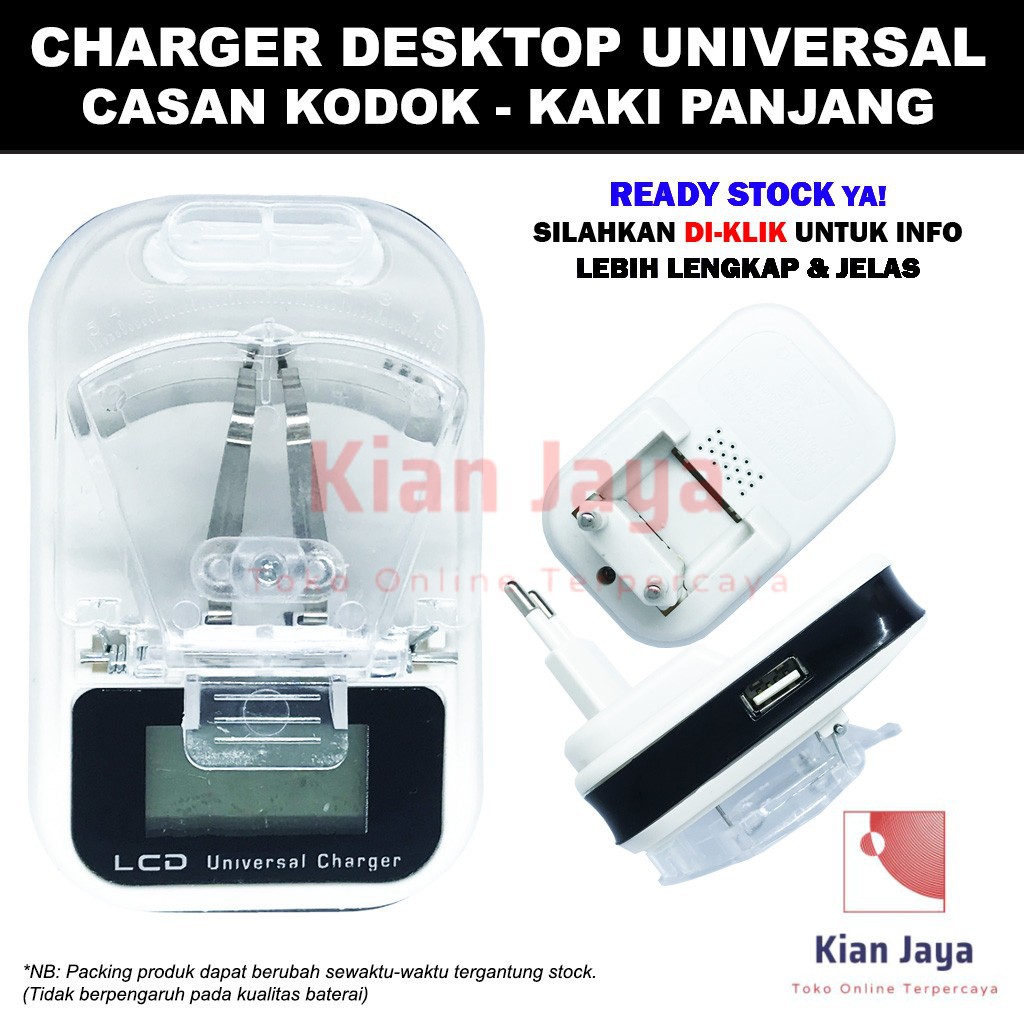 Charger Desktop Universal, Casan Kodok LCD Kaki Panjang Original