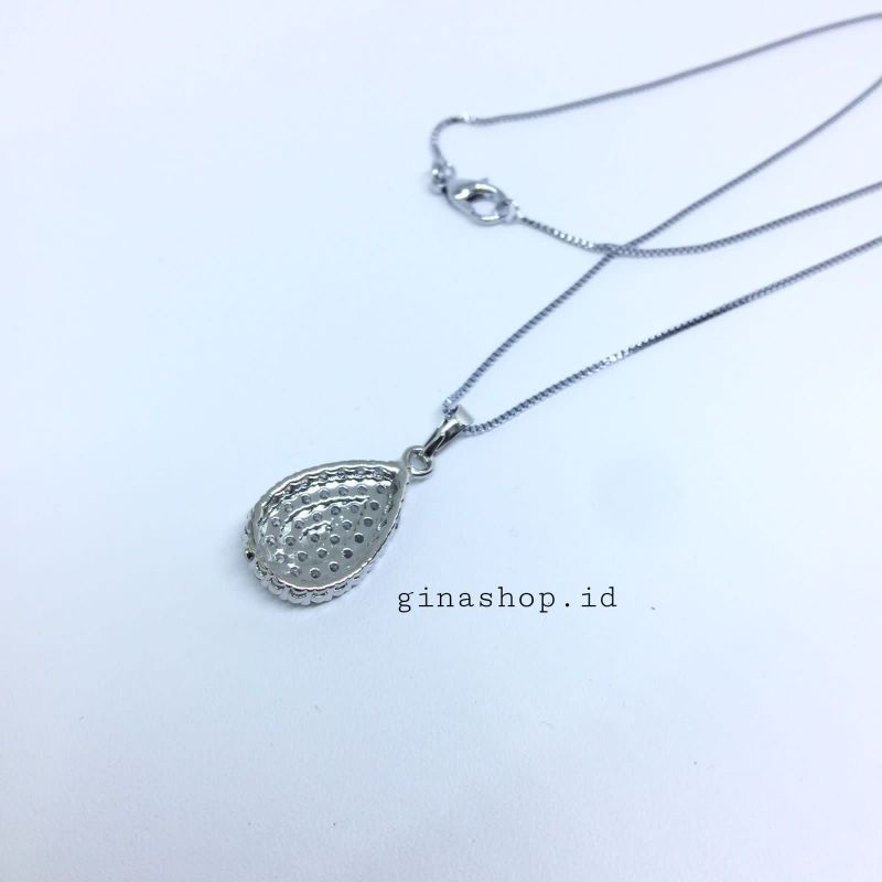 Kalung Wanita Terbaru Titanium Silver Elegan Liontin Permata Putih Full Anti Karat bisa COD✅