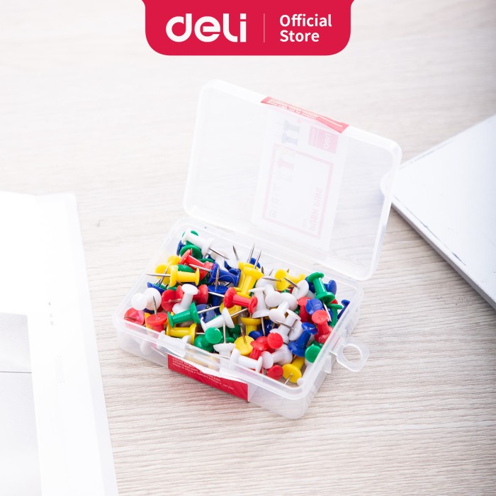 

tulis-alat-paket- deli e0031 office consumable/pin-color push pins 23mm -paket-alat-tulis.