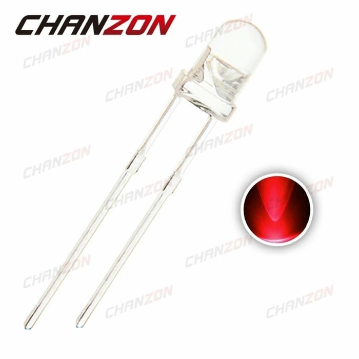 LED Red 3mm Diode Super Bright Round Through Hole Clear Transparant