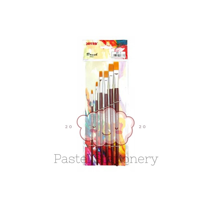 

Kuas Lukis Cat Air Minyak Akrilik Poster Joyko Flat BR-4 - Watercolor Acrylic Paint Brush 1 Set Isi 6 Buah