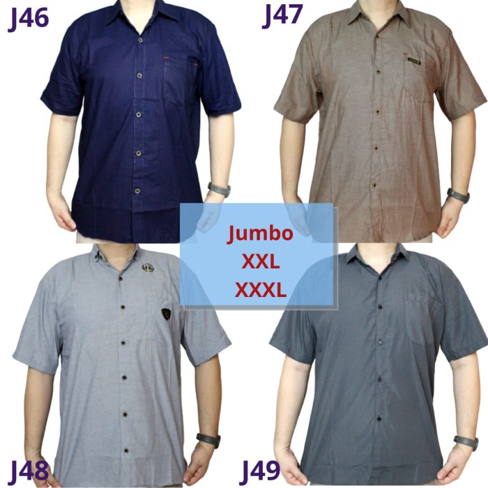 Kemeja pria Grosir Kemeja Polos Jumbo Pendek Pria - Motif, XXXL lengan panjang terlaris jumbo putih 