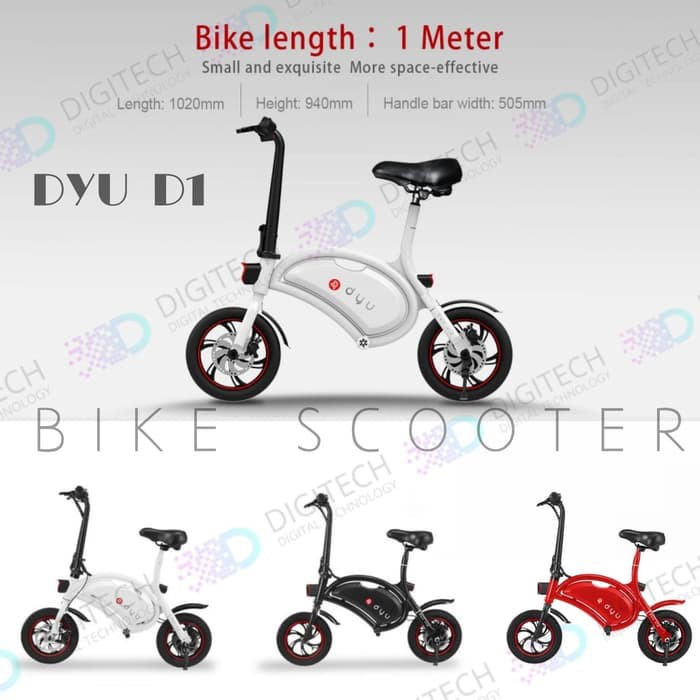 Order Langsung Sepeda Skuter Listrik DYU D1 Seated Electric Scooter Bike - Hitam Diskon