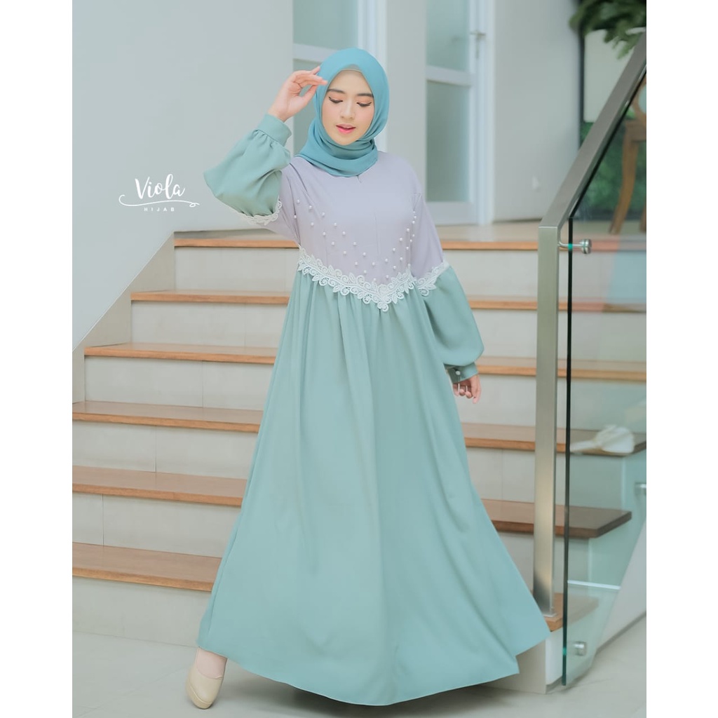 GAMIS itycrepe mutiara CLARISSA ORIGINAL VIOLA DAN CLA MAXY DRESS