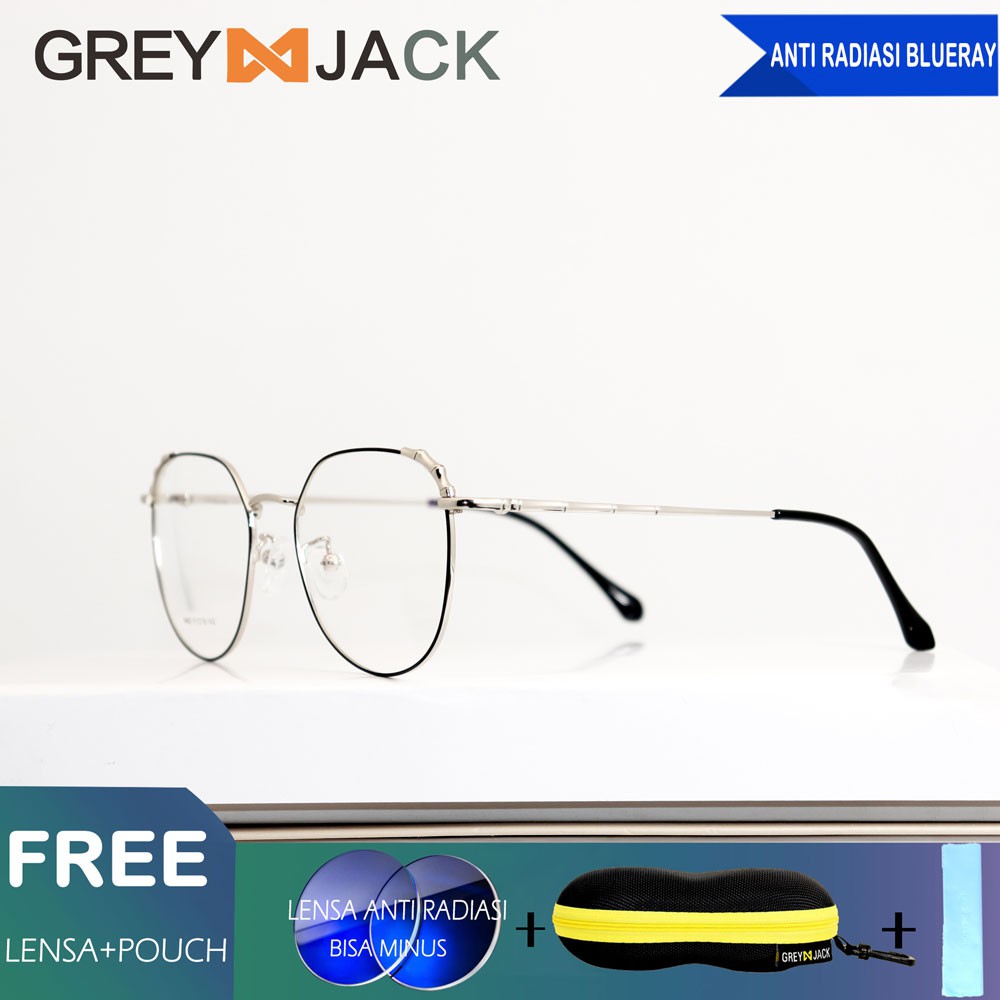 

Grey Jack Frame Kacamata Metal Fashion dengan Lensa anti radiasi Blue Ray bisa Minus Ringan 9463