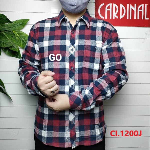 gof CARDINAL KEMEJA JUMBO SLIMFIT Motif Lengan Panjang Pakaian Atasan Pria Hem Santai Original