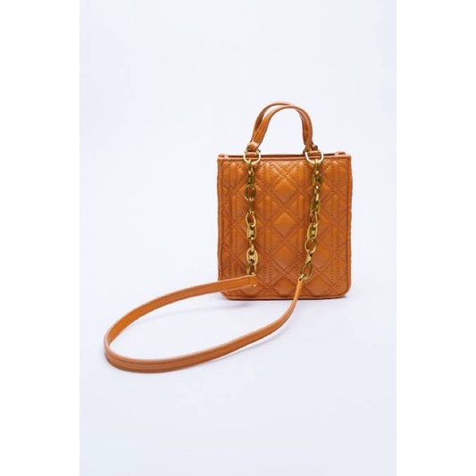 Zara Orange Mini Tote Bag