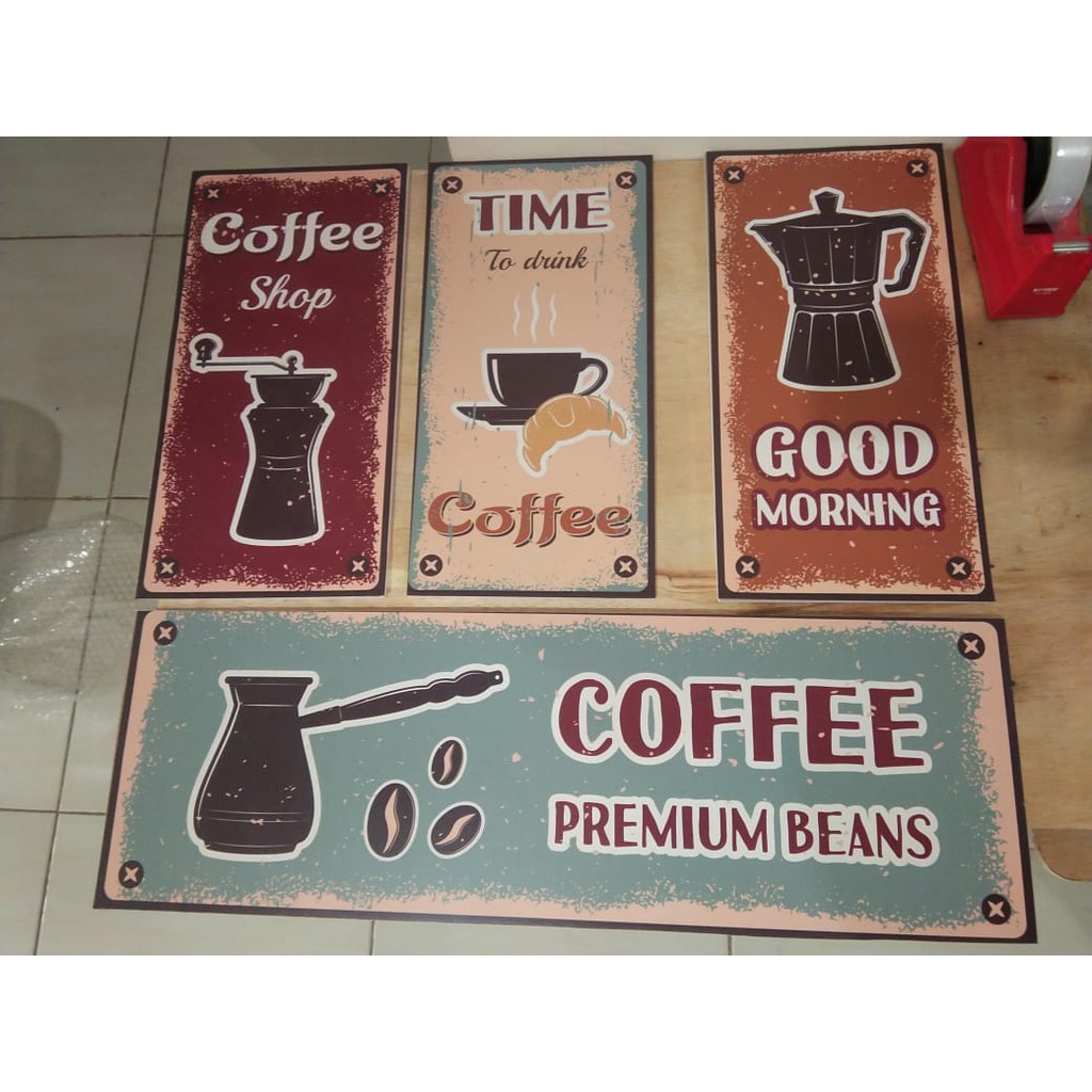1 SET COFFE VINTAGE QUOTE WALL DECOR HIASAN DINDING RUANG TAMU CAFE