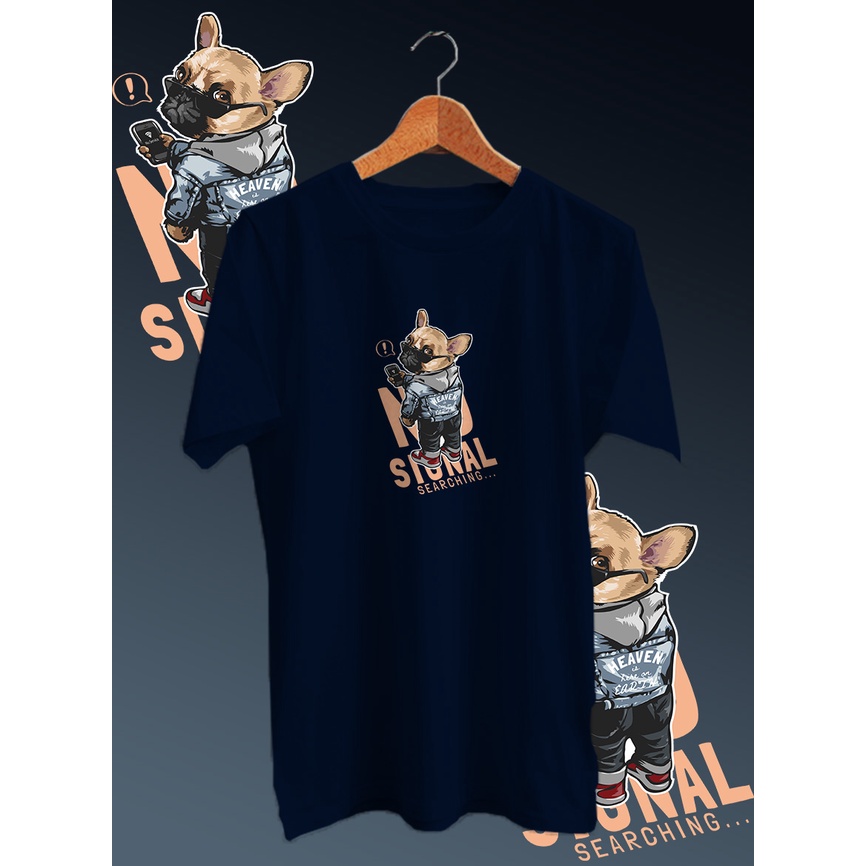 KAOS DISTRO PRIA COTTON COMBED 30S DEPAN /TSHIRT GAMBAR DIGITAL FULLPRINT DOG NO SIGNAL NECK/LENGAN PENDEK