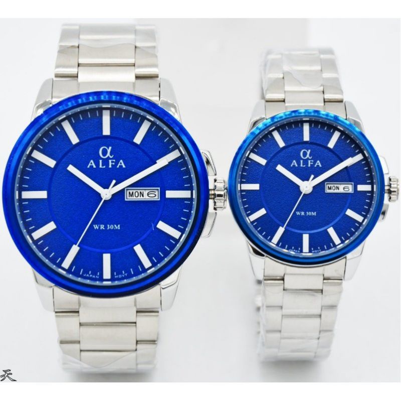 JAM TANGAN ALFA 88141 Jam Tangan Formal Couple Murah Anti Air - Quartz - All Stainless - Original