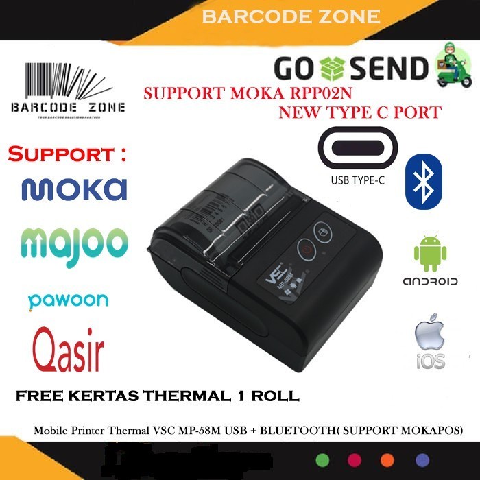 PRINTER KASIR THERMAL BLUETOOTH 58MM VSC MP-58M RPP02N