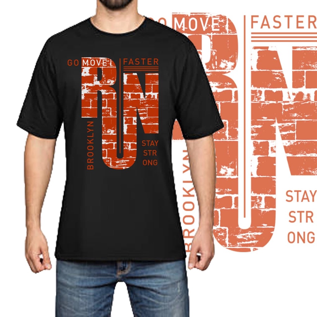 RK - Kaos Pria Run Stay Strong  Baju Kaos Distro Kaos Gambar Printing kaos pria