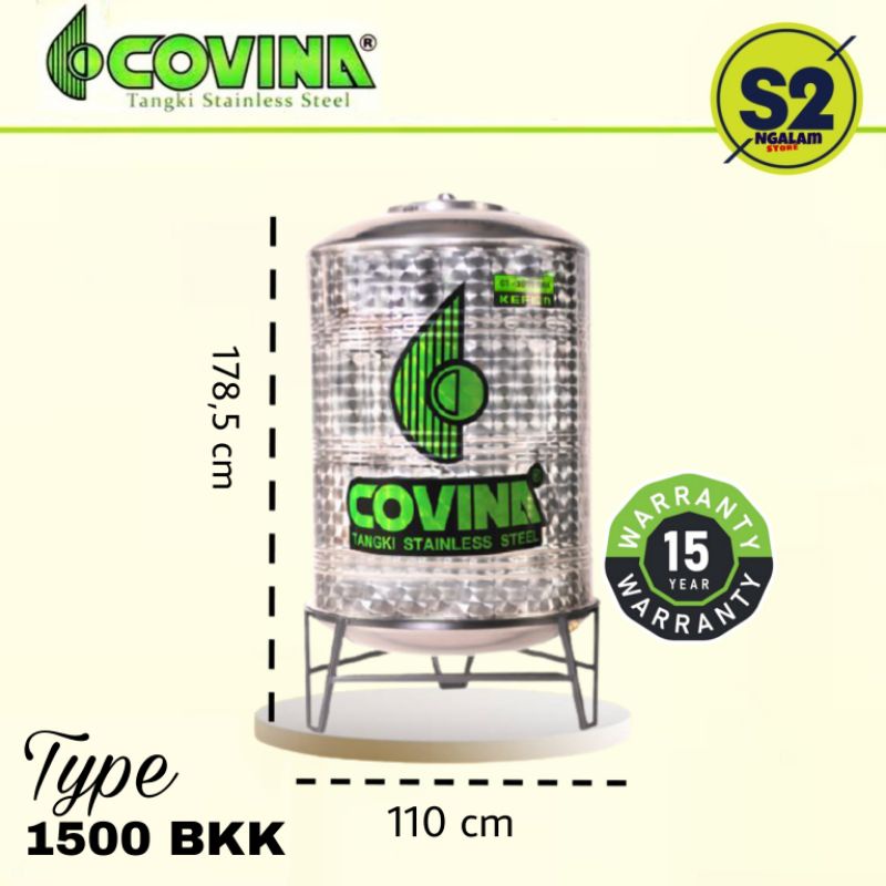 Tandon Air /Toren Air /Tangki Air - STAINLESS COVINA BKK 1500 Liter (Invoice)