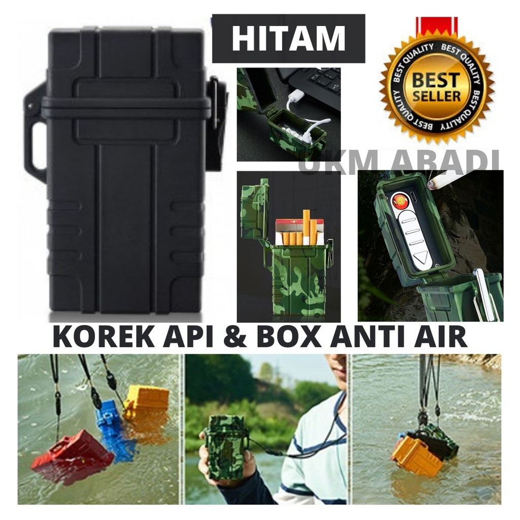 Korek Api Lighter Plus Box Kotak Anti Air Waterproof USB Charge Camping 111