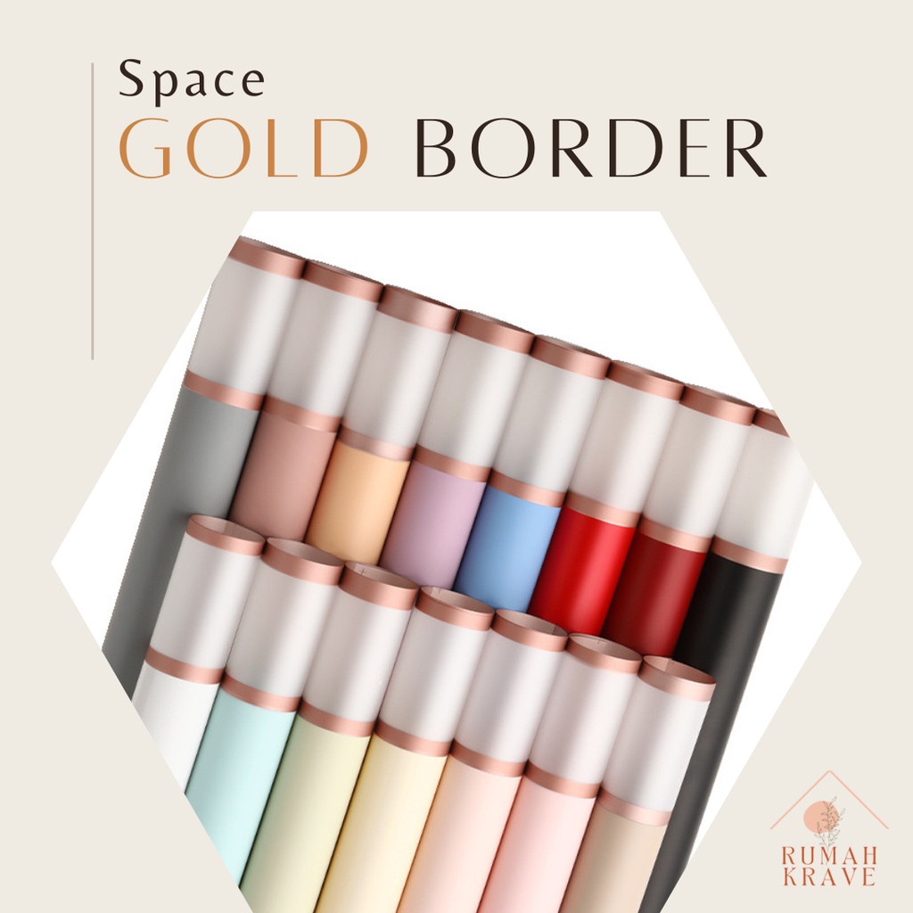 

RUMAH KRAVE - Space Gold Border Cellophane Wrapping Paper Kertas Bunga