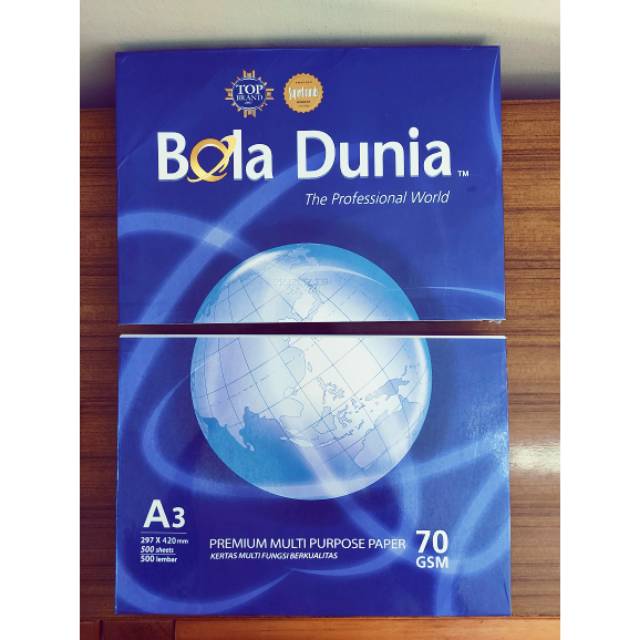 Kertas HVS kwarto A4/70 ex A3 Bola Dunia per rim