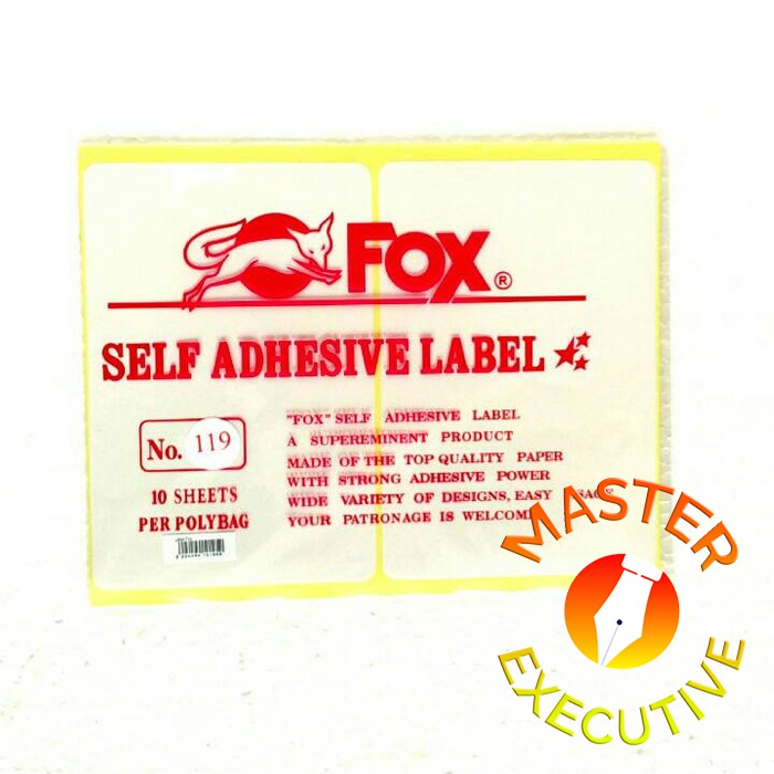 [Pak - 10 lembar] Fox Label Stiker 119 / Undangan / Nama / Self Adhesive Sticker