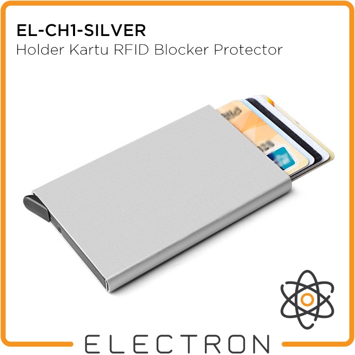 EL-CH1-SILVER Card Holder Kartu RFID Blocker Protector Aluminium