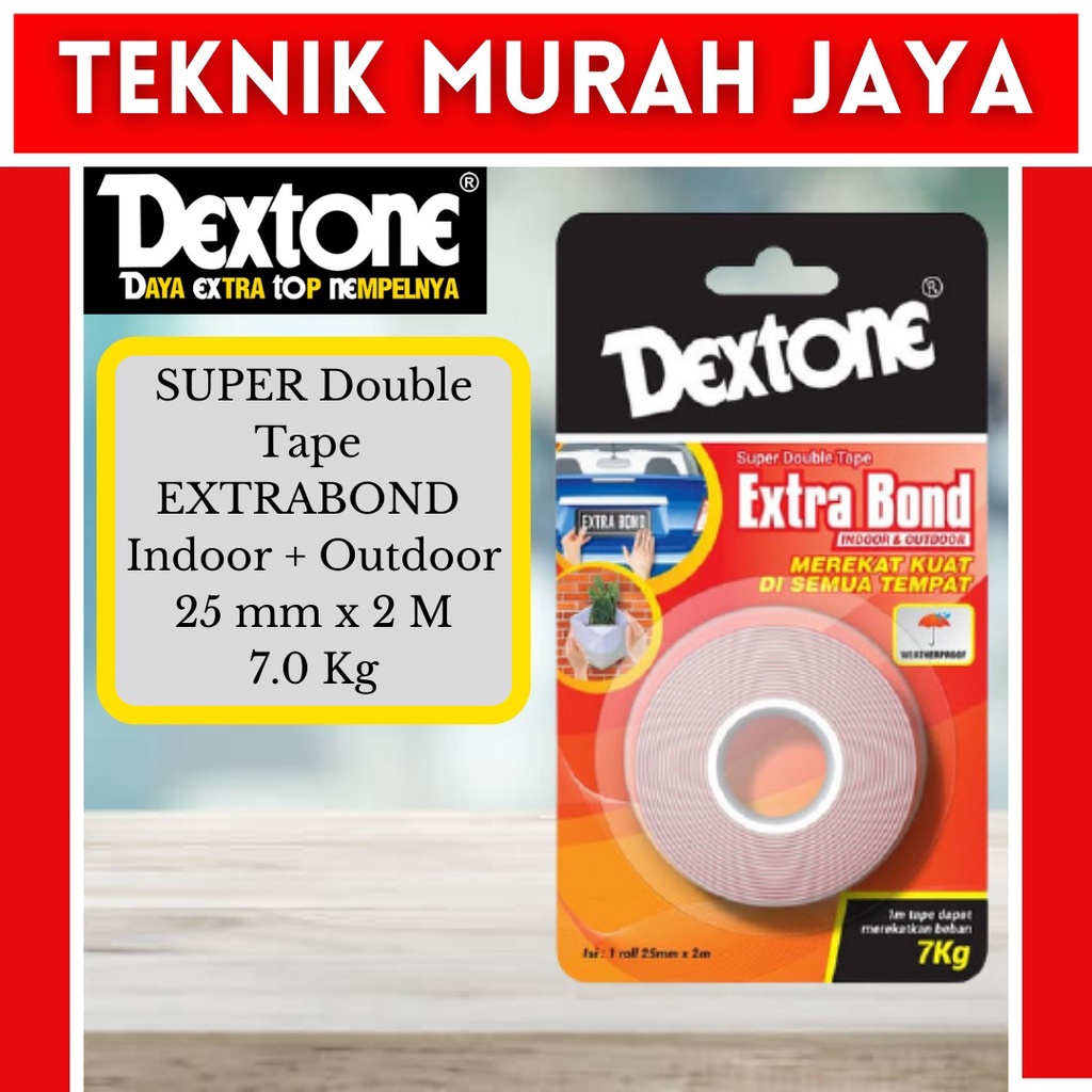 

Double Tape Outdoor Indoor DEXTONE 25 MM Merah Extra Bond