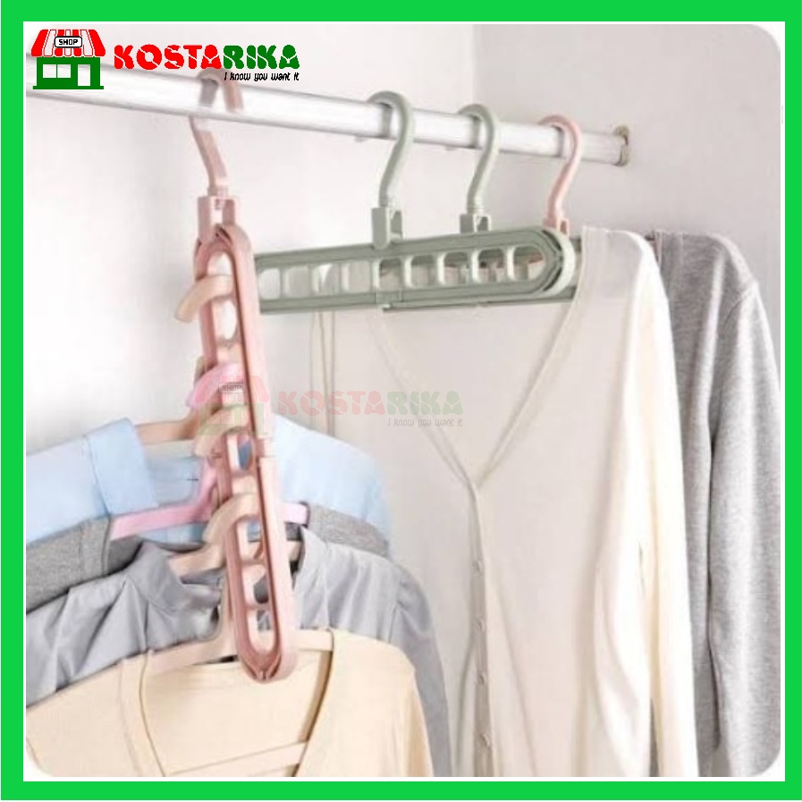 KOSTARIKA Gantungan Baju 9 lubang Atau Magic Hanger Instant 9 in 1 Gantungan Baju 9 in 1