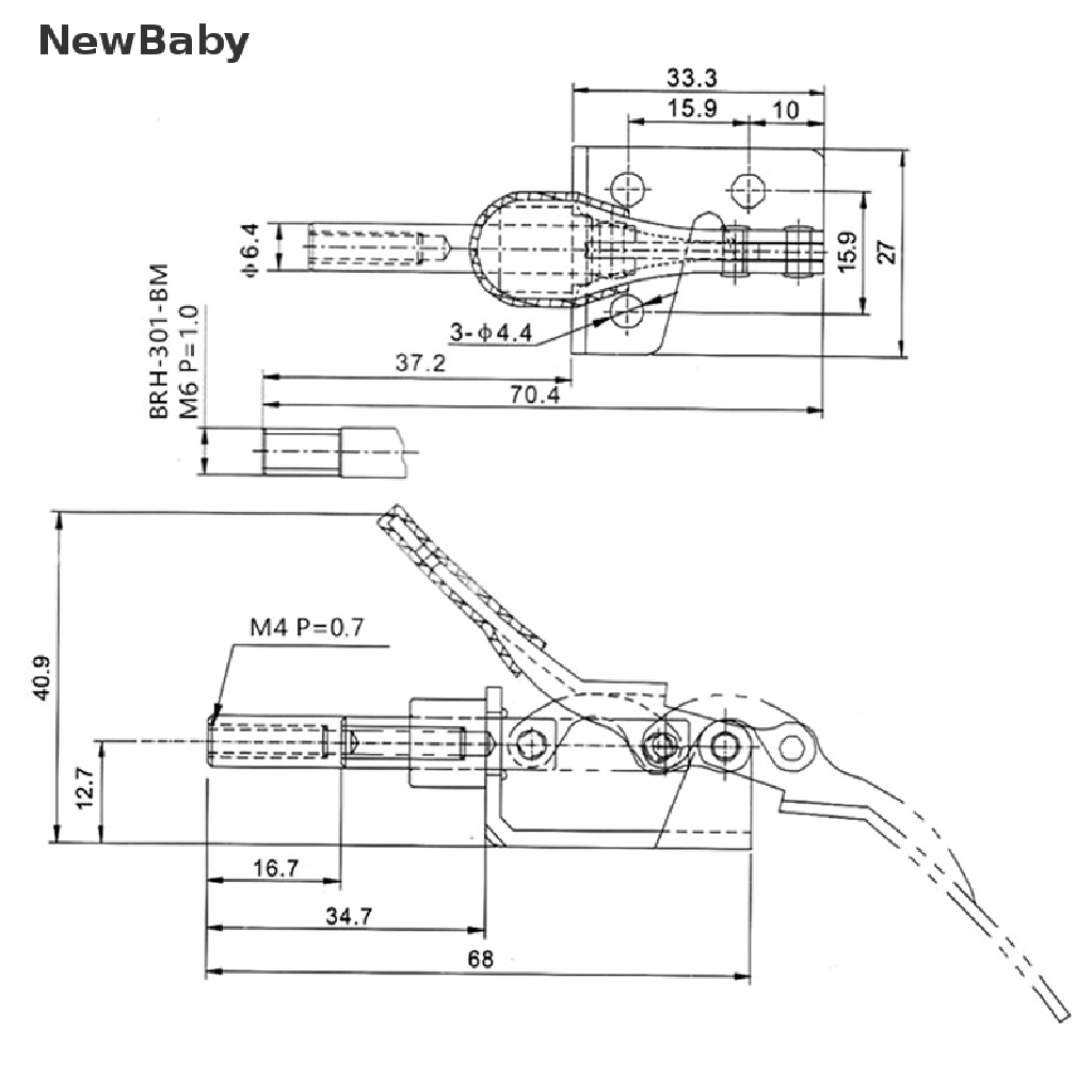 Newbaby GH-301am toggle clamp / Penjepit toggle latch 45kg quick release