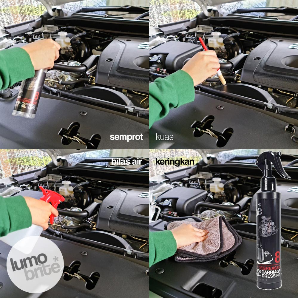 Cairan Pembersih Mesin Motor Mobil LUMOBRITE 8 Heavy Degreaser Spray Pembersih Kerak Karat Mesin Blok Motor Mobil Kolong Ban Roda Engine Degreaser Cleaner Oli