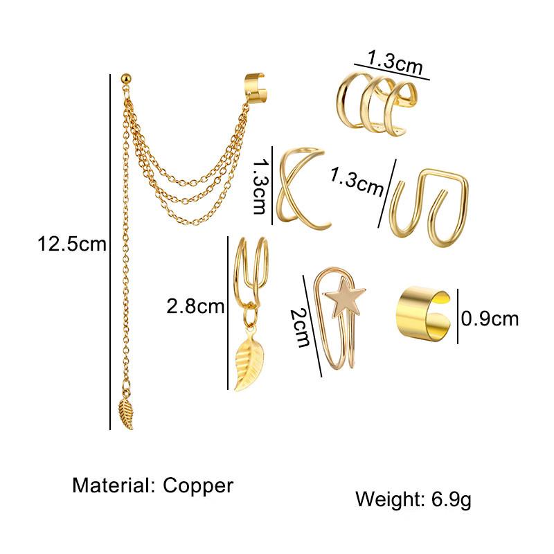 7pcs / Set Anting Tusuk + Kalung Rantai Dengan Liontin Bintang Untuk Wanita